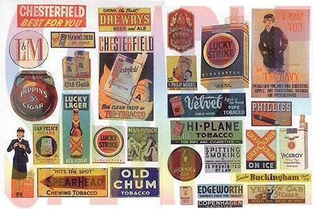JL Innovative Design 427 HO Tobacco, Cigar and Beer Signs 1930-1950 (Set of 30)