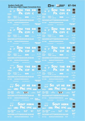 Microscale 60-194 N SP 26' Ore Cars Copper Concentrate Gondolas Decal Sheet