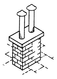 Scale Structures 650-2329 HO Brick Chimney Two-Vent (Pack of 3)