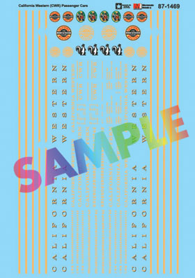 Microscale 87-1469 HO California Western (CWR) Passenger Car Decal Sheet