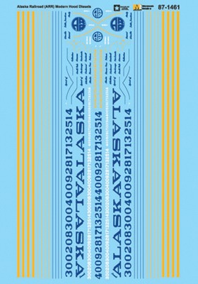 Microscale 87-1461 HO Alaska Railroad (ARR) Modern Hood Diesels Decal Sheet