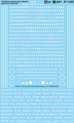 Microscale 87-1456 HO Upper & Lower Case US Highway Sign Lettering Decal Sheet