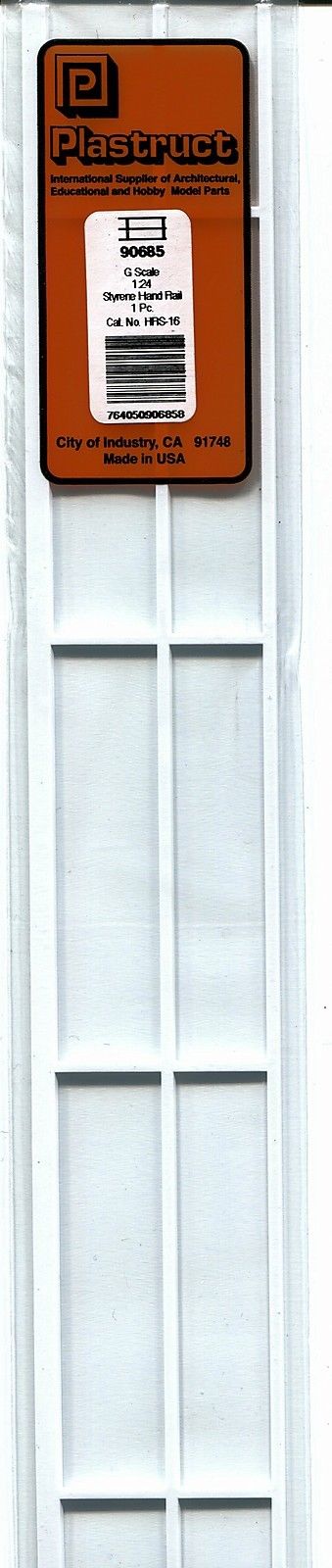 Plastruct 90685 G 3" x 24" x 1-3/4" Styrene Handrail