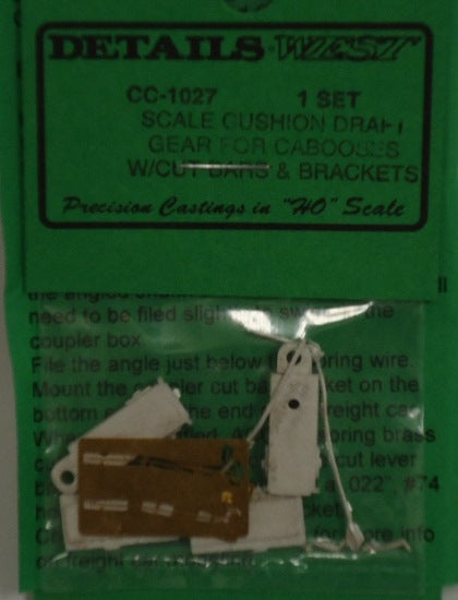 Details West 235-1027 HO Cushion Draft Gear for Cabooses w/Cut Bar & Bracket Set