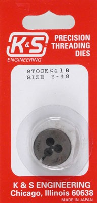 K&S 418 #3-48 Threading Die Tool