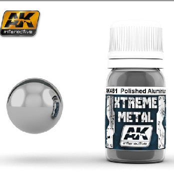 AK Interactive 481 Xtreme Metal Polished Aluminum Metallic Paint 30ml Bottle