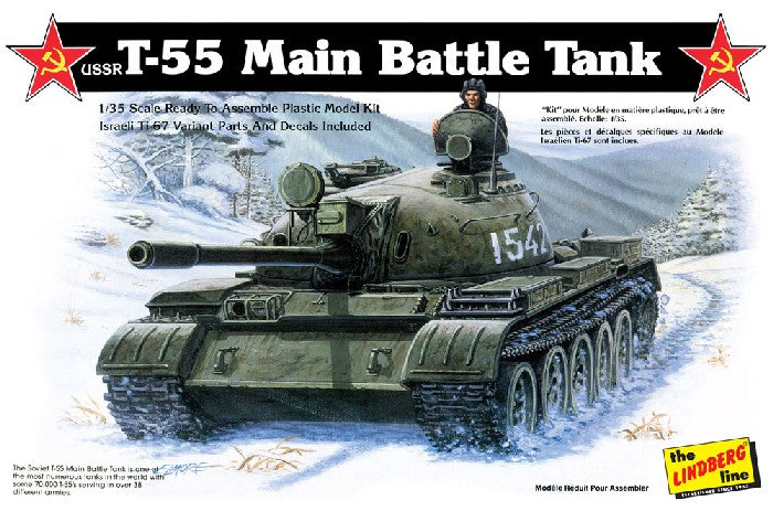 Lindberg 415 1:35 USSR T-55 Military Tank Model Kit