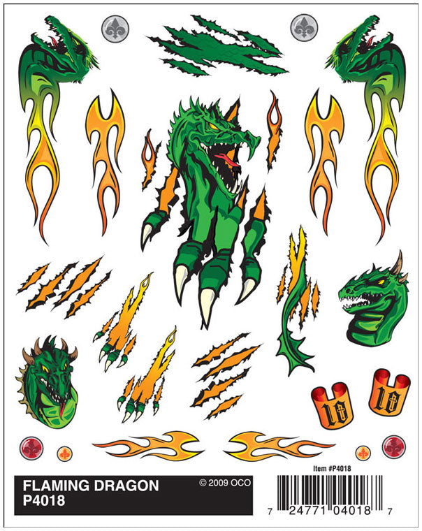 PineCar P4018 Flaming Dragon Dry Transfer Decals