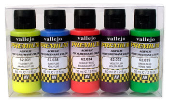 Vallejo Paint 62102 Fluorescent Premium Color Acrylic Paints (Set of 5)