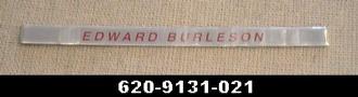 Lionel 6209131021 Edward Burleson Passenger Car Nameplate Plaque
