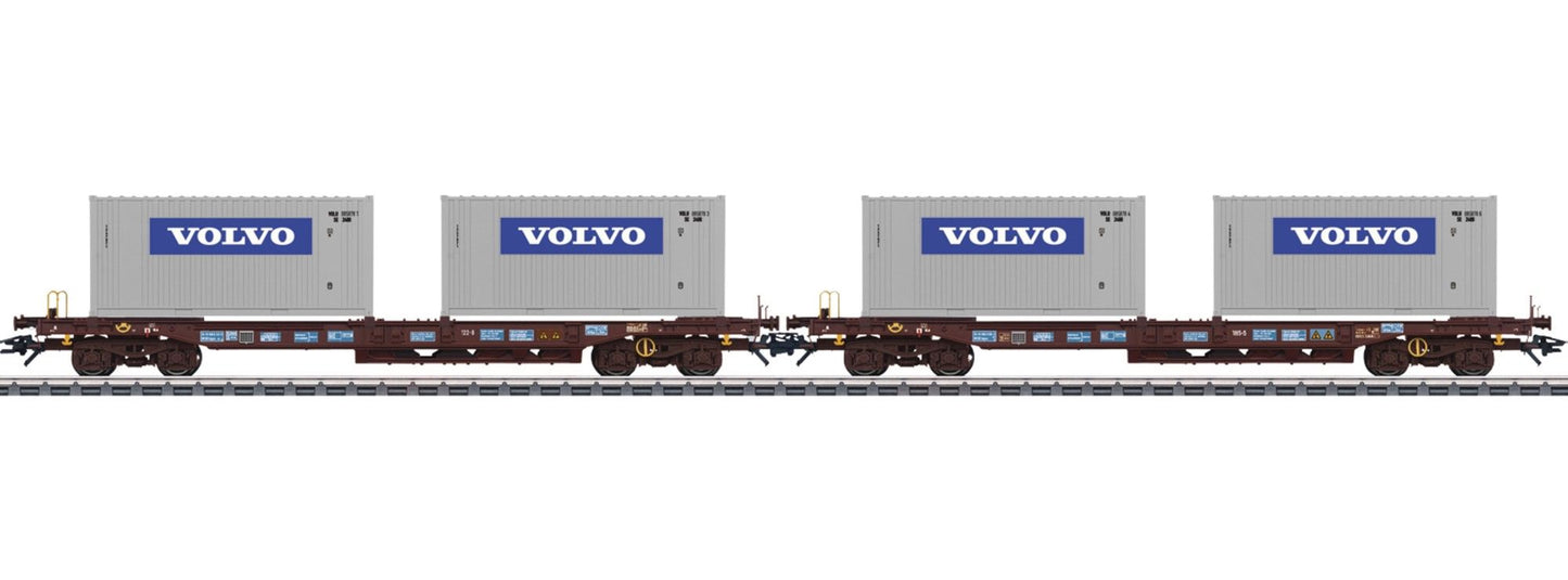 Marklin 47458 HO Container/Well Flatcar with Containers 2-Pack - 3-Rail