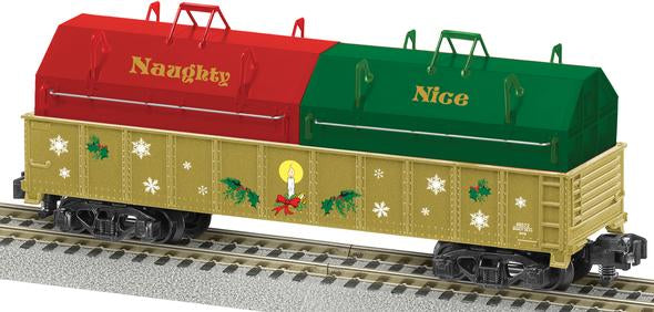 American Flyer 6-48572 S Gauge Naughty or Nice Gondola with Coil Covers LN/Box