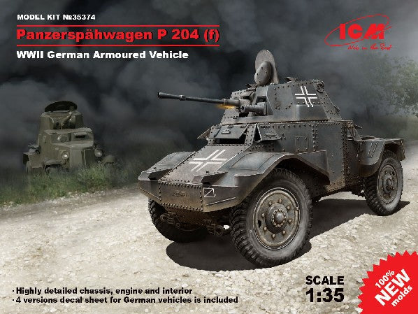 ICM 35374 1:35 WWII German PzSpahWg P204(f) Armored Military Vehicle Model Kit