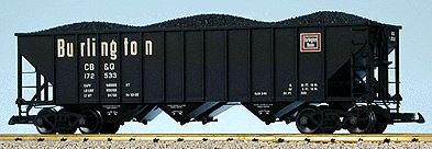 USA Trains R14024 G CB&Q 70-Ton 3-Bay Coal Hopper with Coal Load #172533