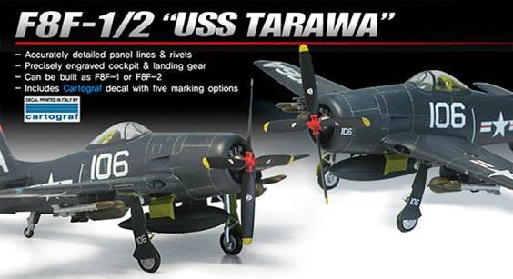 Academy 12313 1:48 F8F-1/2 USS Tarawa Military Aircraft Plane Model Kit