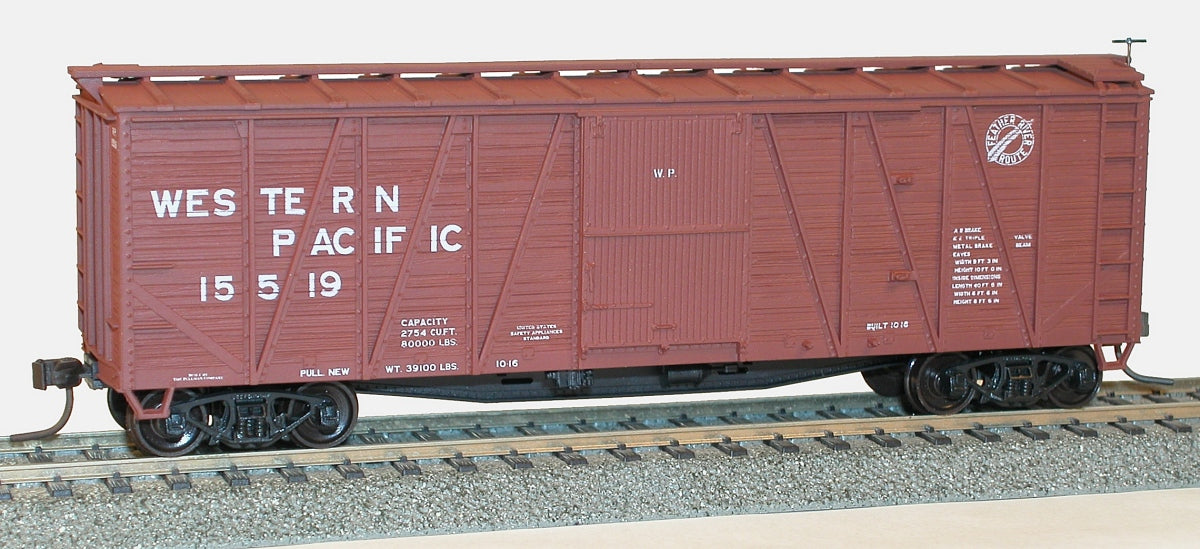 Accurail 4117 HO Western Pacific 40' Wood Outside Braced Boxcar Kit