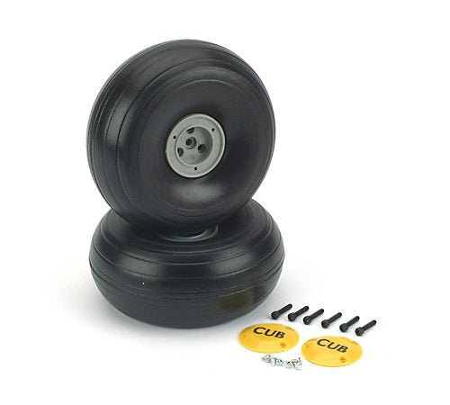 Dubro 425TLC 1/4 Treaded Lightweight J-3 Cub Wheels (4-1/4" Dia.) (2)
