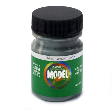 Badger 16-03 Grimy Black Modelflex Railroad Acrylic Hobby Paint - 1 oz. Bottle