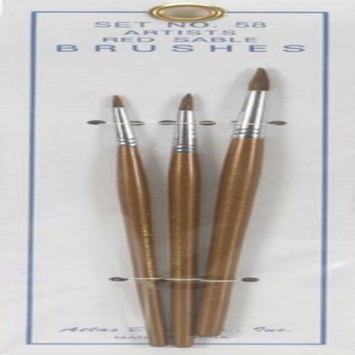 Atlas Brush 58B 0, 5/0, 10/0 Red Sable Brush (Set of 3)