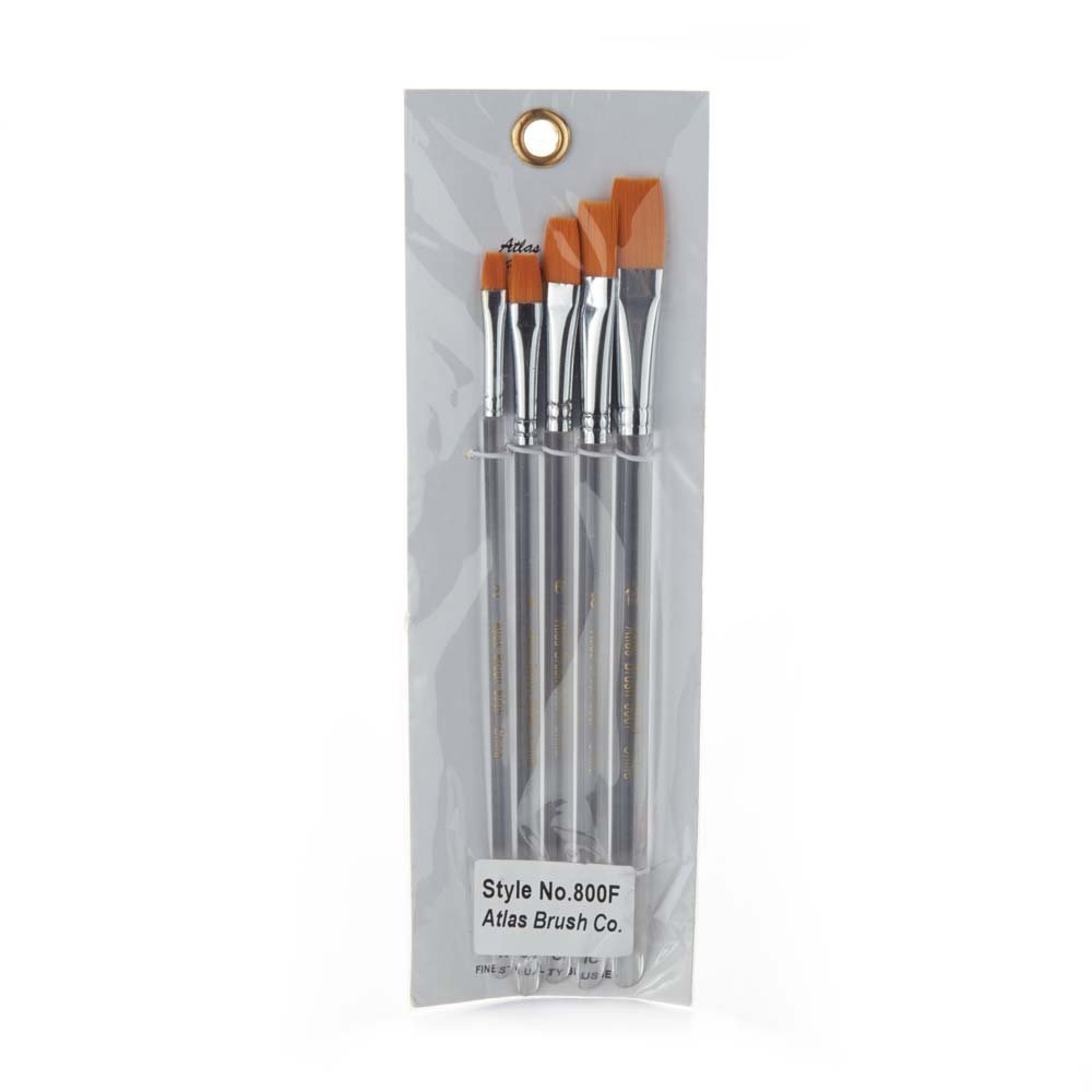 Atlas Brush 800F Taklon Flat Brush (Set of 5)