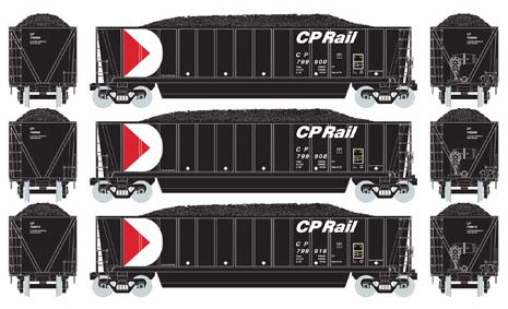 Athearn 97533 HO Canadian Pacific Rail Bathtub Gondola w/Coal Load RTR (3) #2