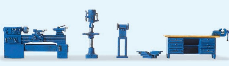 Preiser 17706 HO Workshop Equipment - Blue (Set of 5)