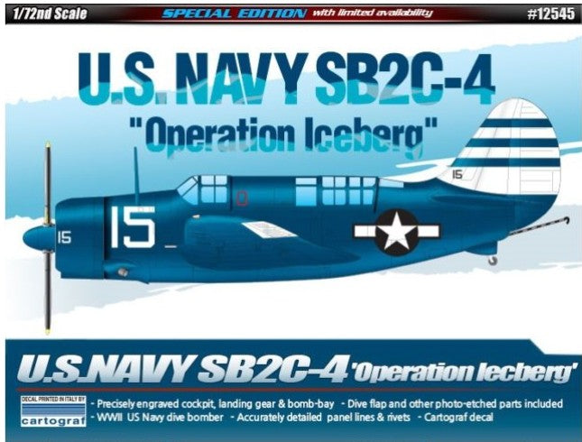 Academy 12545 1:72 US Navy SB2C-4 Operation Iceberg Military Aircraft Plane Kit