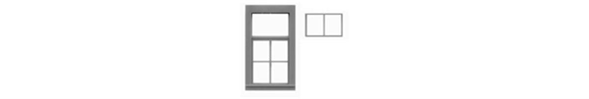 Tichy 8090 HO 34" x 64" 6 Pane w/Tilt Out Top Sash Windows (Pack of 12)