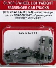 Micro-Trains 00342061 N Silver Six-Wheel Lightweight Passenger Car Trucks