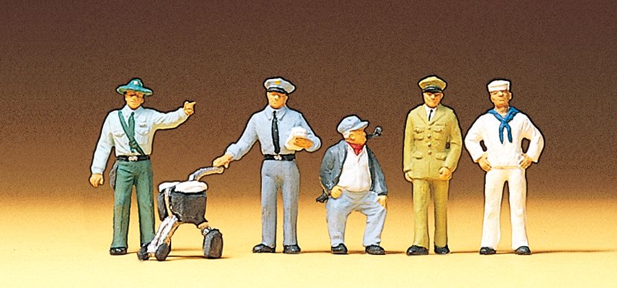 Preiser 10014 HO USA Different Proffesions Figures (Set of 5)