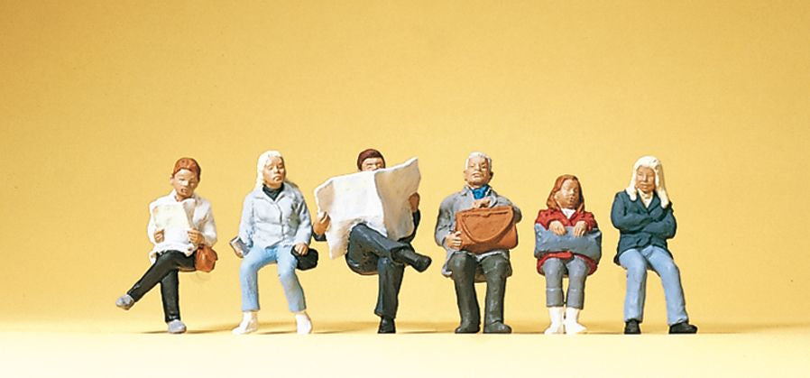 Preiser 10412 HO Scale Seated Travelers Figures (Set of 6)