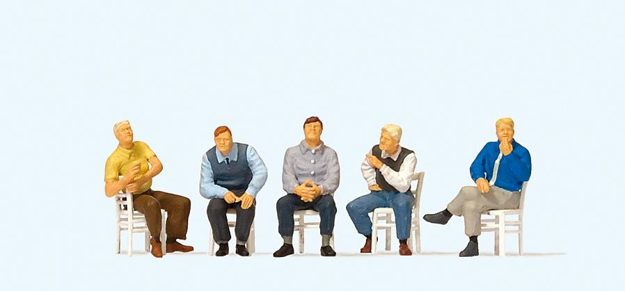 Preiser 10579 HO Waiting Men Sitting on Chair Figures (Set of 5)