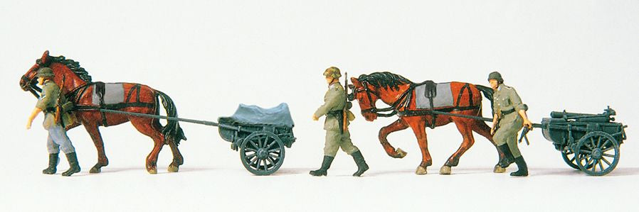 Preiser 16576 HO Unpainted Horse-Drawn Transport Plastic Figure Kit (Set of 5)