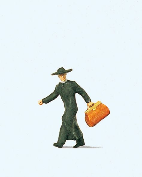 Preiser 28015 HO Priest In a Hurry Figure