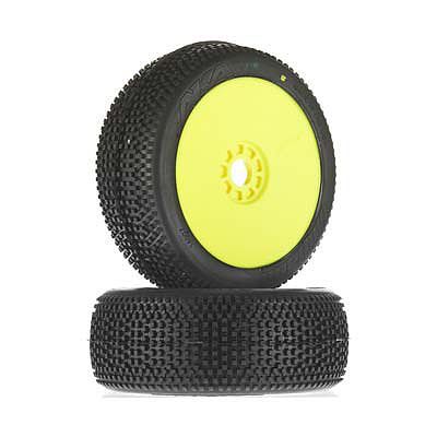 AKA Products, Inc. 14007XRY 1:8 Buggy Impact EVO Wheel Pre-Mounted Yellow