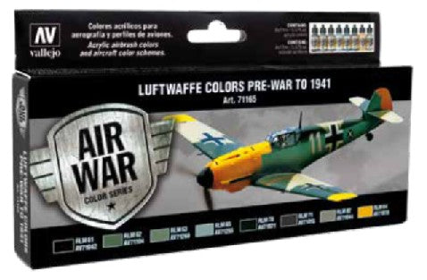 Vallejo Paint 71165 Luftwaffe Colors Pre-War to 1941 Model Air Paints (Set of 8)