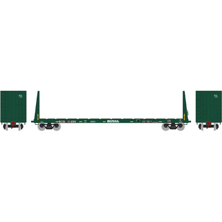 Athearn 87727 HO British Columbia Railway 60' Bulkhead Flat Car RTR #11259