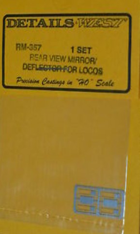 Details West 357 HO Scale Rear View Mirror Deflector for Locomotives