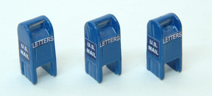JL Innovative Design 711 HO Blue Custom Post 1955 US Mail Street Boxes