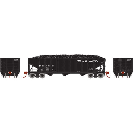 Athearn 73297 HO D&RGW RTR 40' 3-Bay Ribbed Hopper Car with Load #18503
