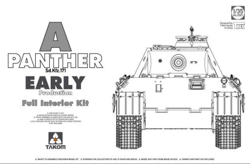 Takom 2097 1:35 WWII German Panther A EarlyInterior Military Tank Model Kit