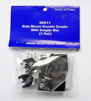 USA Trains R2011 G Body Mount Knuckle Coupler w/Coupler Box (1 Pair)