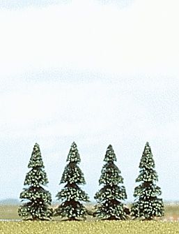 Busch 6100 HO/TT/N Pine Trees (Set of 4)