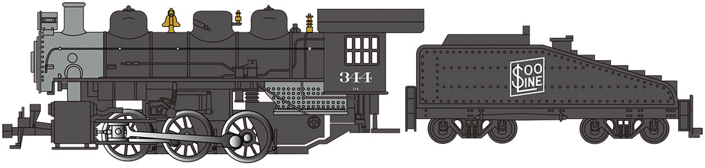Bachmann 50608 HO Soo Line USRA 0-6-0 Steam Locomotive with Slope Tender #344 NIB