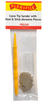 Flex-I-File CS400 Cone Tip Sander with Peel & Stick Abrasive Pieces - 400 Grit