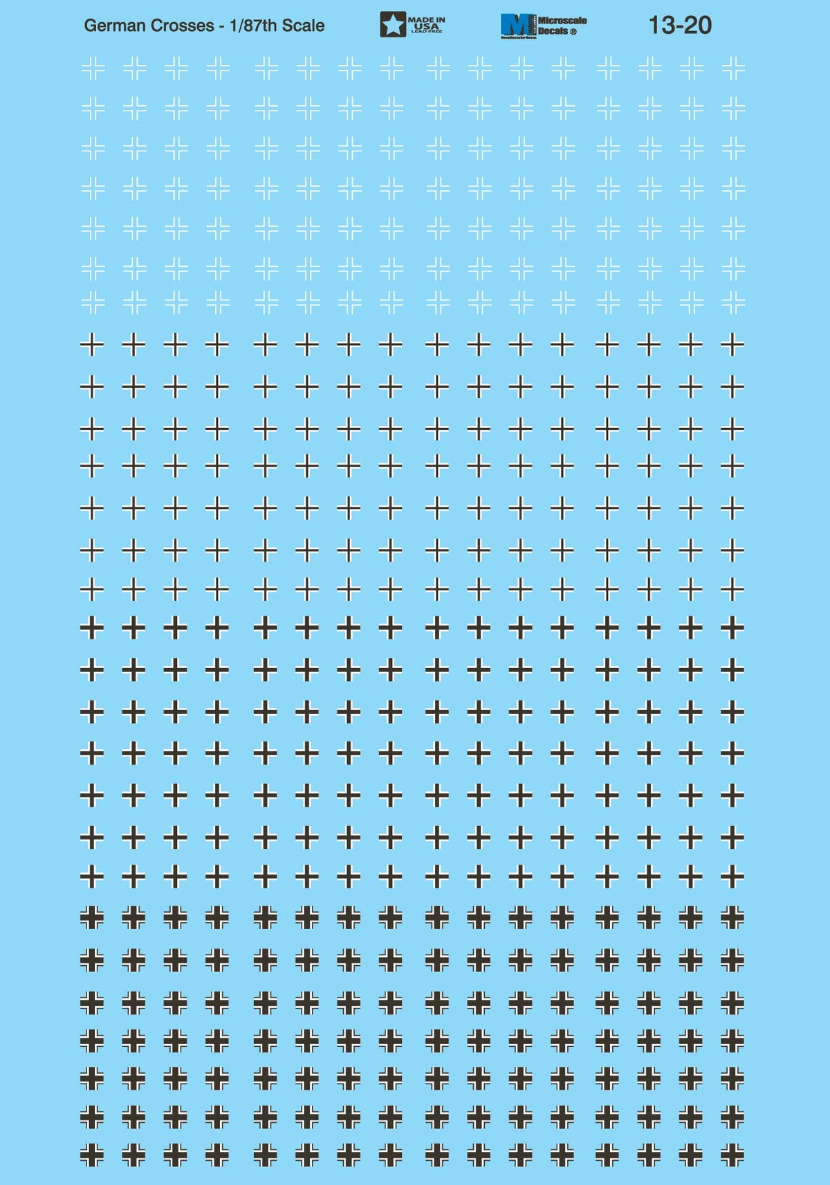 Microscale 13-20 HO German Crosses Decal Sheet