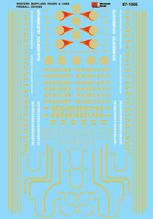 Microscale 87-1005 HO 1947-1954 WM Cabs & Hoods Diesels Decal Sheet