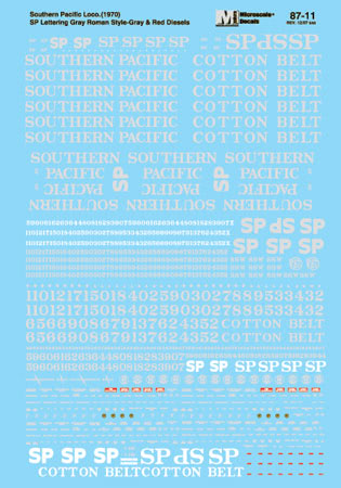 Microscale 87-11 HO 1958-1984 Southern Pacific/Cotton Belt Diesel Decal Sheet
