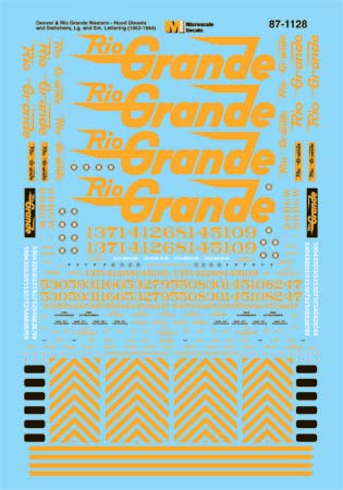 Microscale 87-1128 HO D&RGW Aspen Gold Color & Stripes Waterslide Decal Sheet
