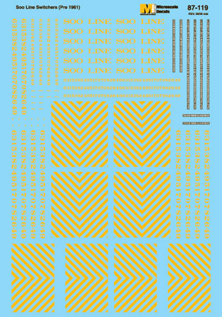 Microscale 87-119 HO 1945-1961 Soo Line Diesel Switchers Waterslide Decal Sheet